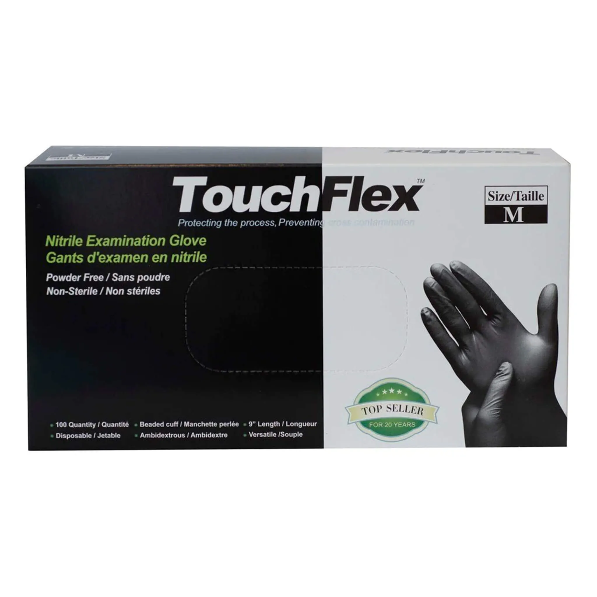 TouchFlex Black Nitrile Powder Free Examination Gloves