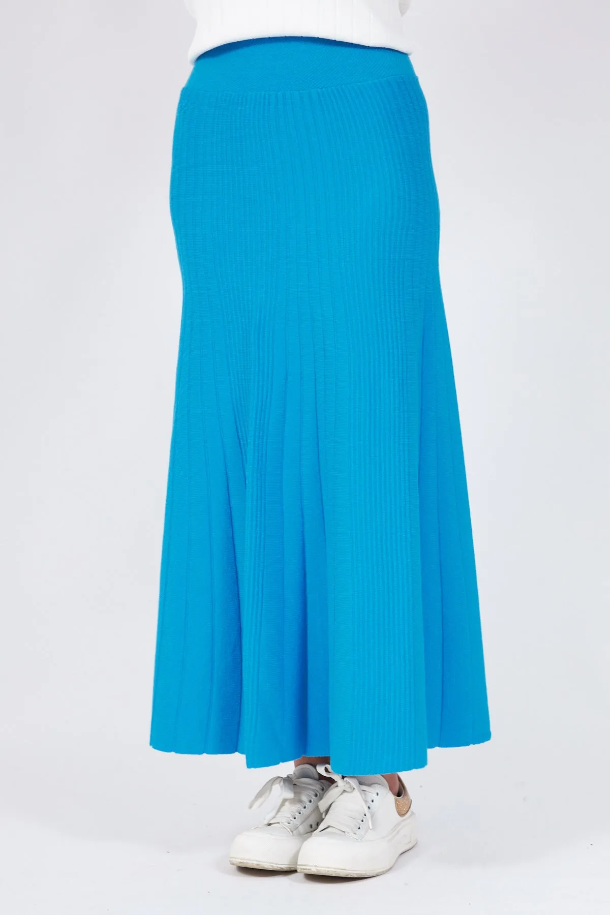 Turquoise Thick Corduroy Knit Skirt