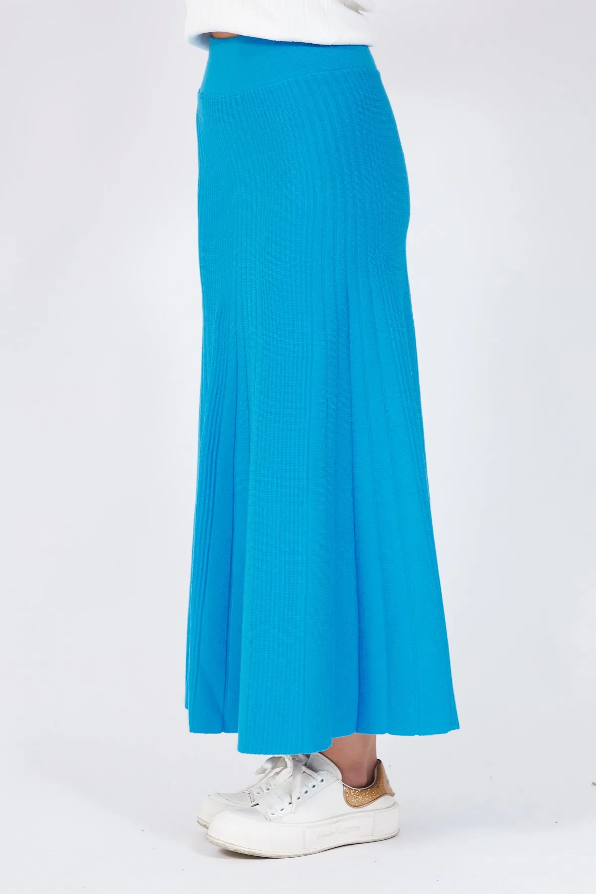 Turquoise Thick Corduroy Knit Skirt