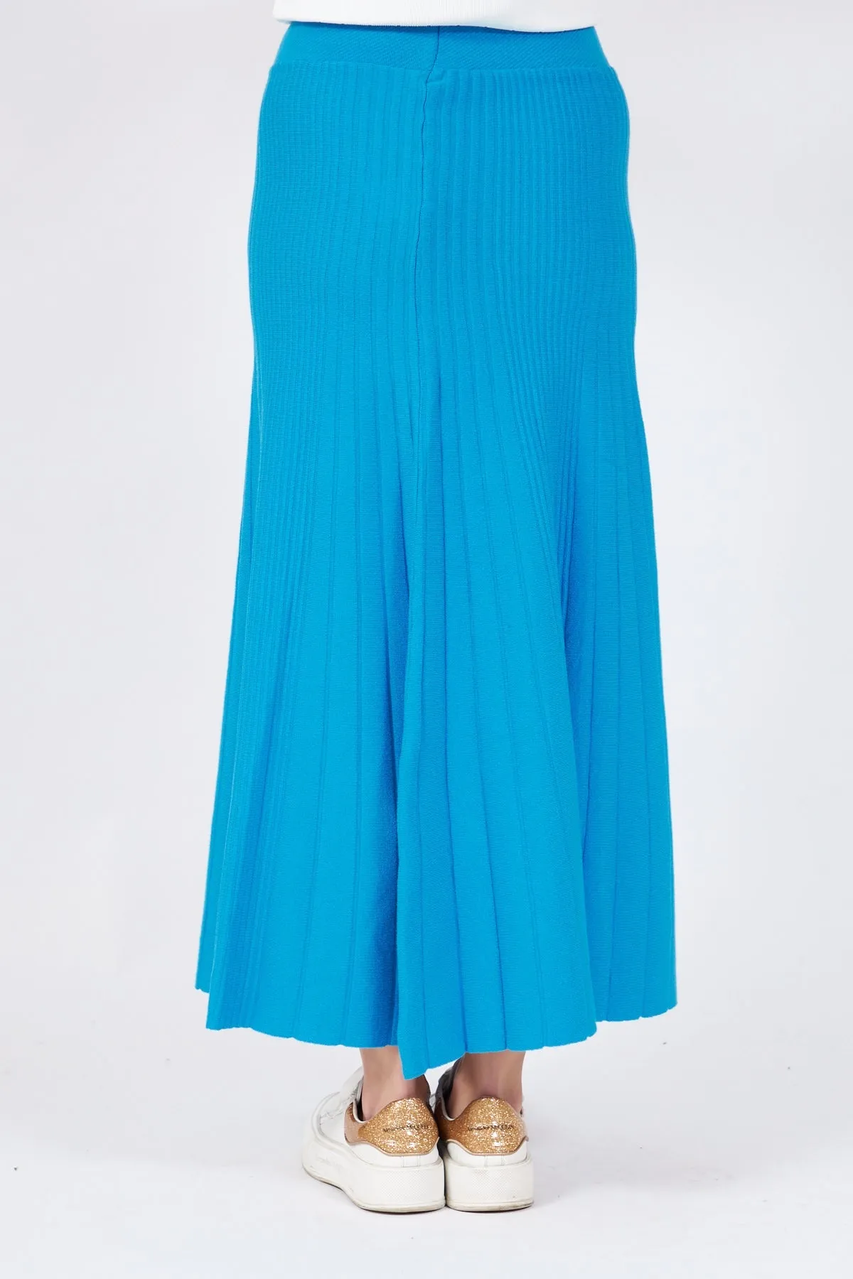 Turquoise Thick Corduroy Knit Skirt