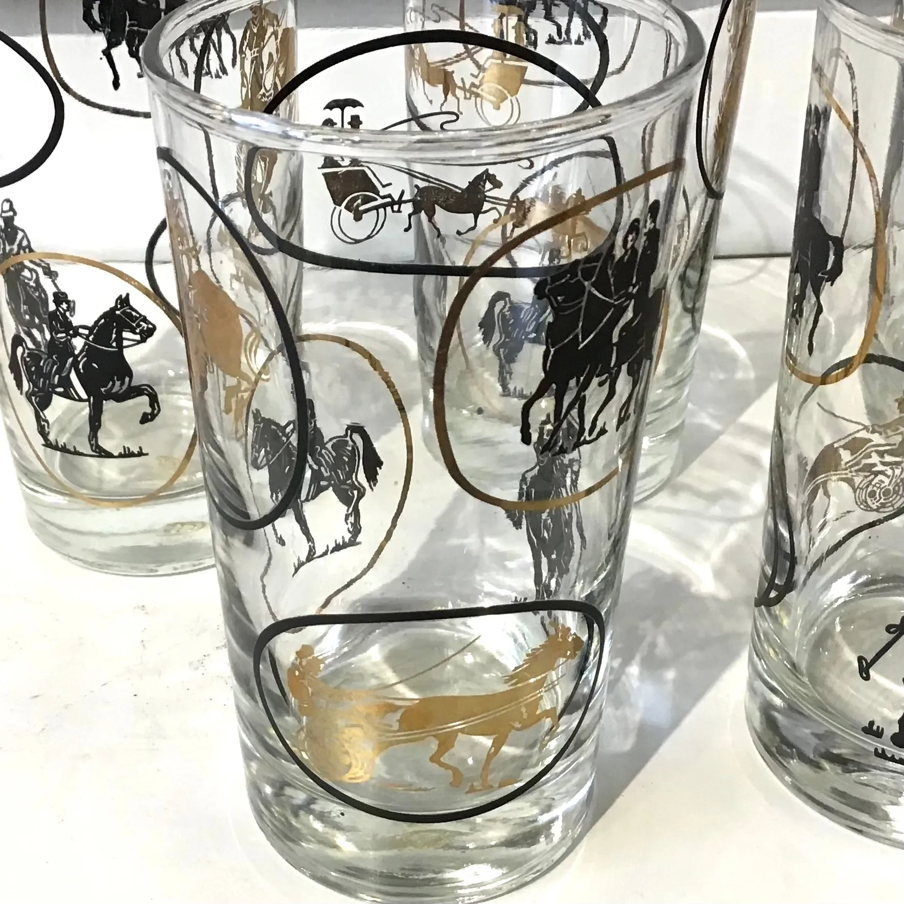 Vintage Horse Themed Cocktail Tumblers