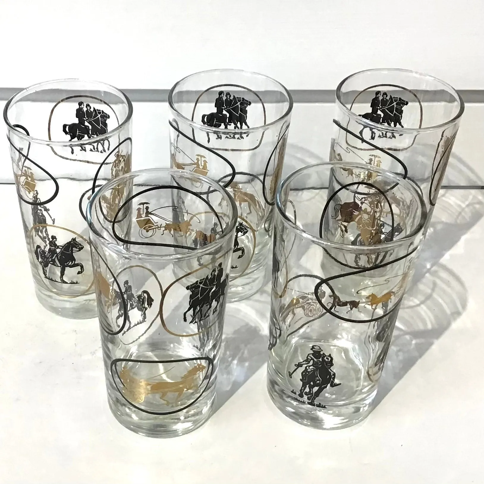 Vintage Horse Themed Cocktail Tumblers