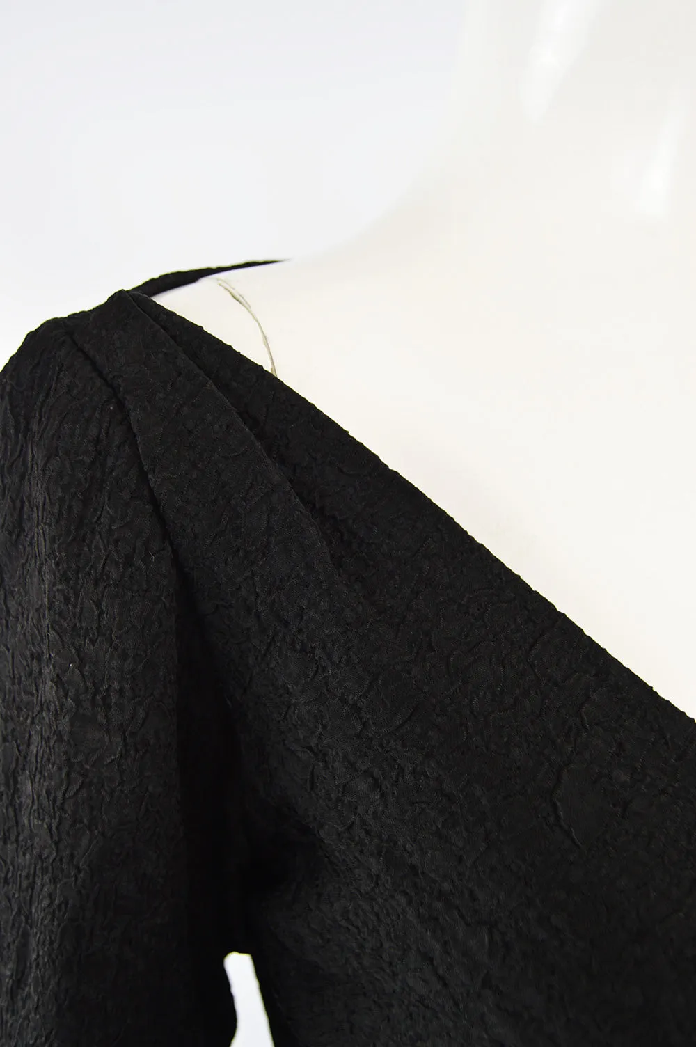 Vintage Women's Black Cloqué Evening Dress, 1987