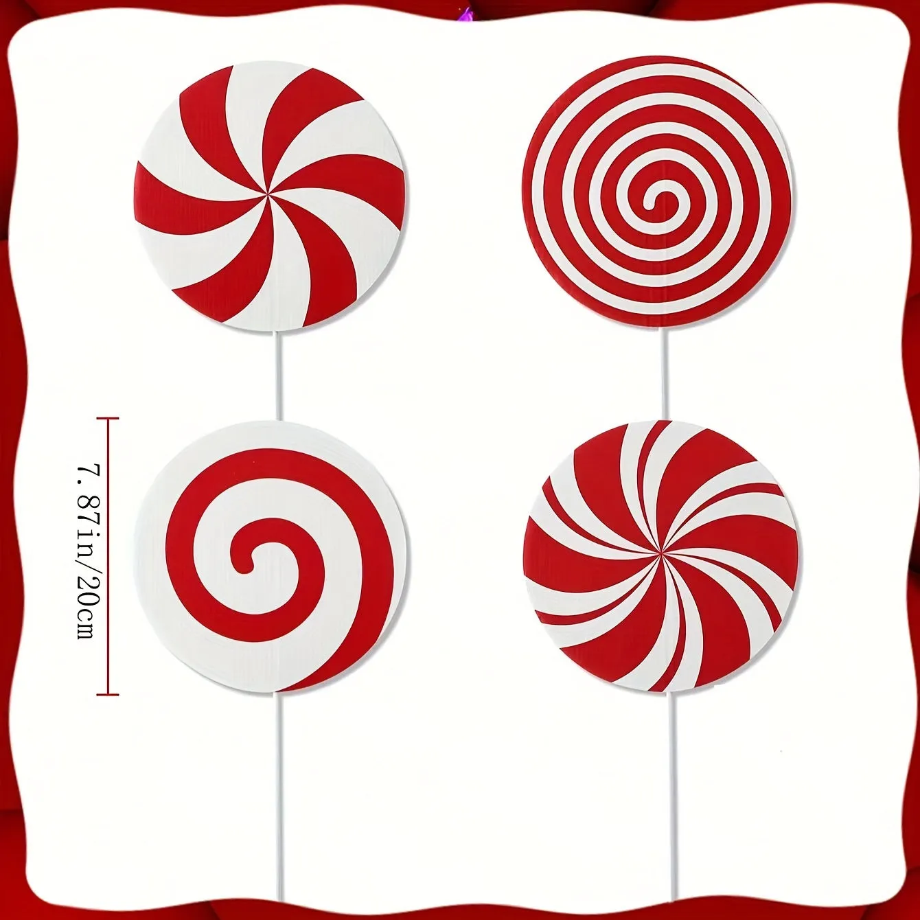 WINTOGETHER 4-8pcs Classic Christmas Gingerbread Man Ornaments, Red and White Candy Cane Tree Decorations, Large Festive Holiday Tree Toppers for Home, Office, and Party Decor, No Battery Required