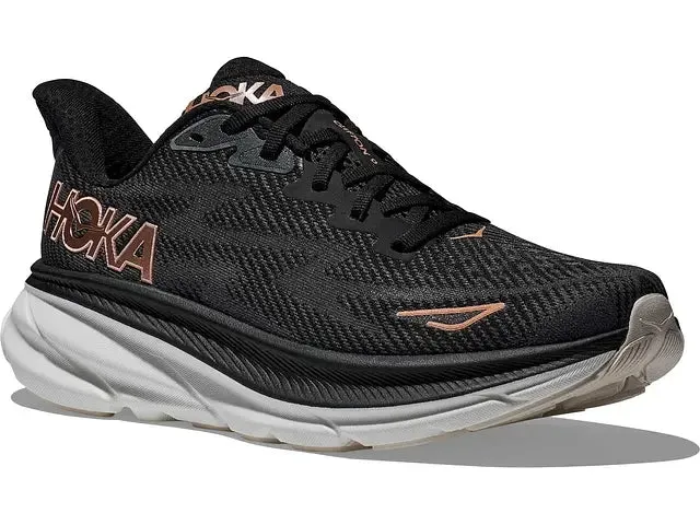 WOMEN'S HOKA CLIFTON 9 | BLACK / ROSE GOLD