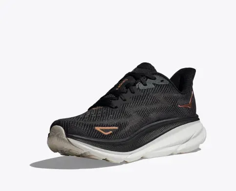 WOMEN'S HOKA CLIFTON 9 | BLACK / ROSE GOLD