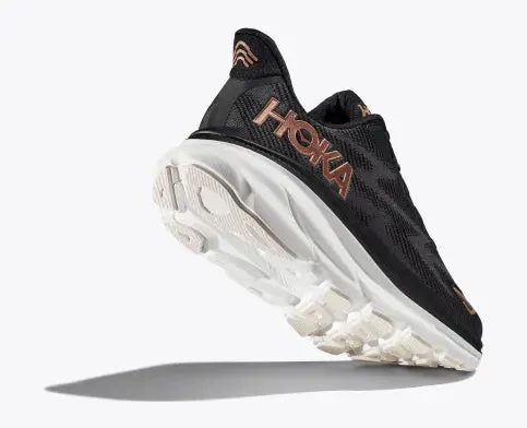 WOMEN'S HOKA CLIFTON 9 | BLACK / ROSE GOLD