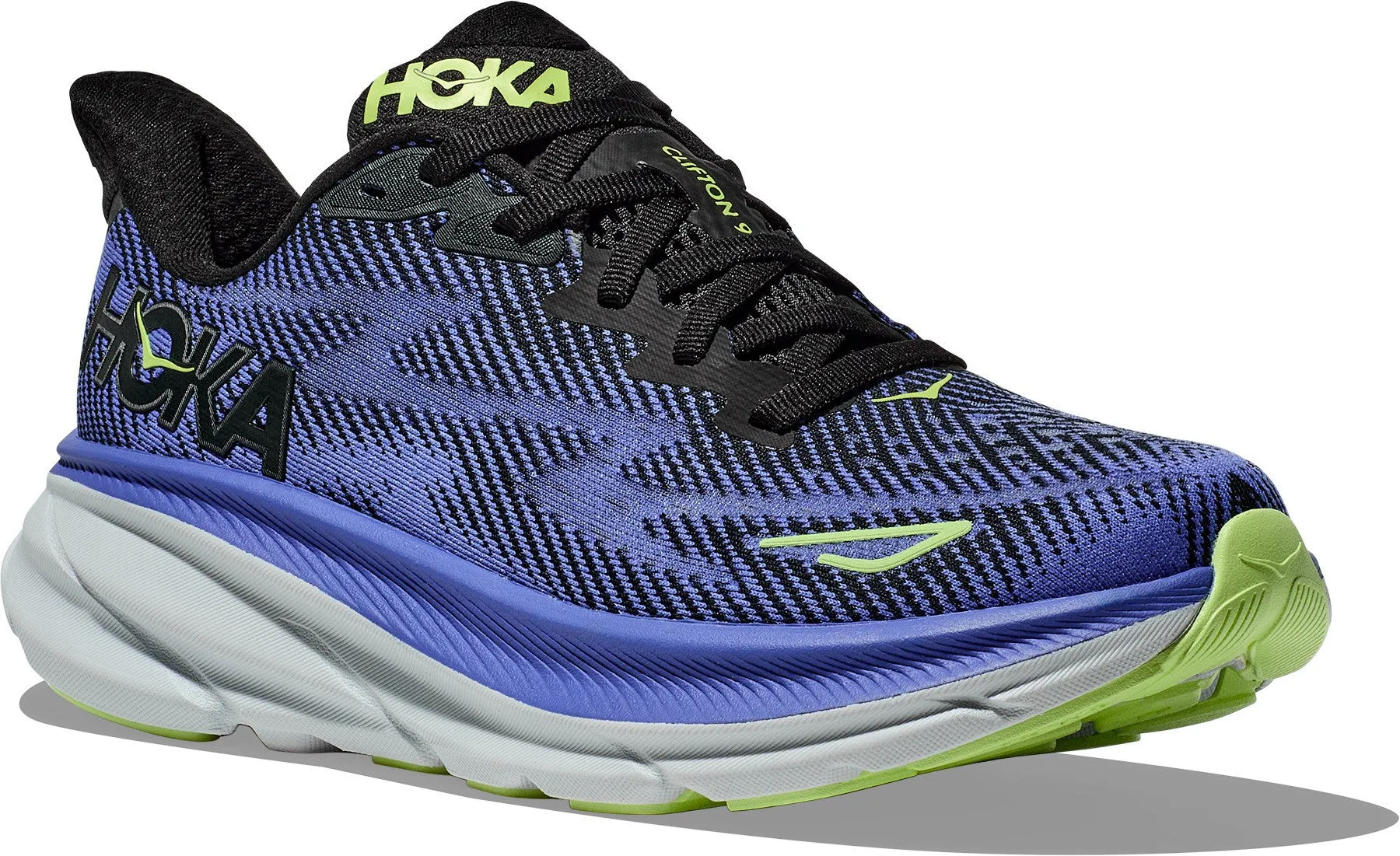 WOMEN'S HOKA CLIFTON 9 | BLACK / STELLAR BLUE