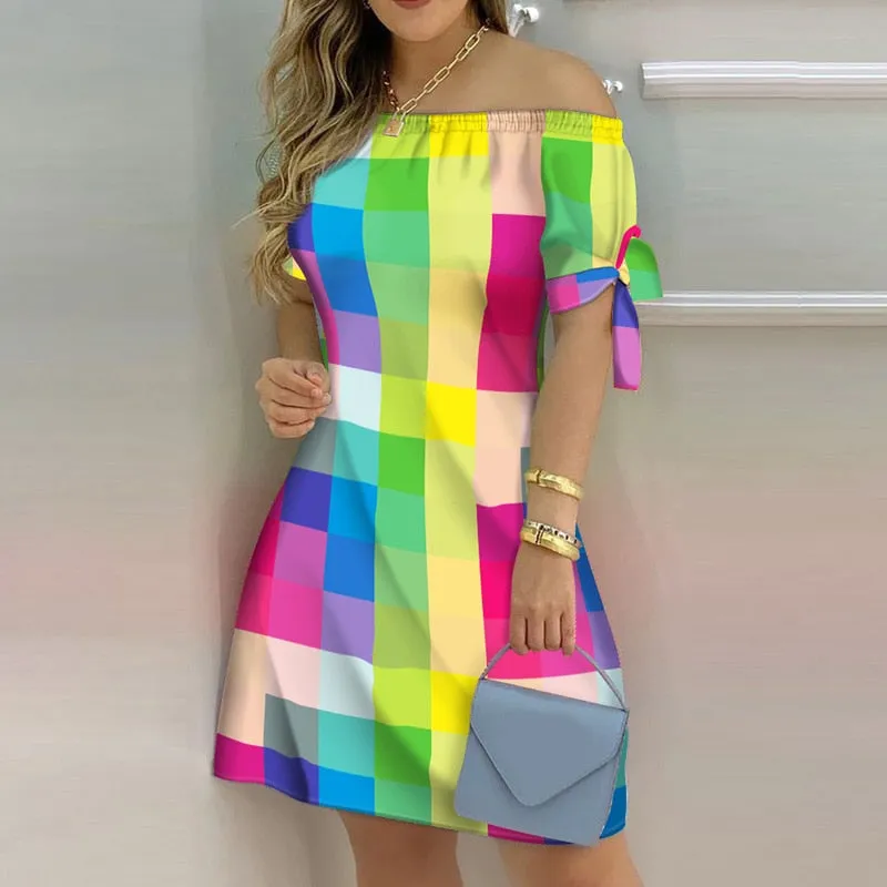 xakxx Autumn outfits Women Fashion Off Shoulder Floral Mini Dress Female Sexy Cocktail Party Dress Tied Sleeve Short Dress